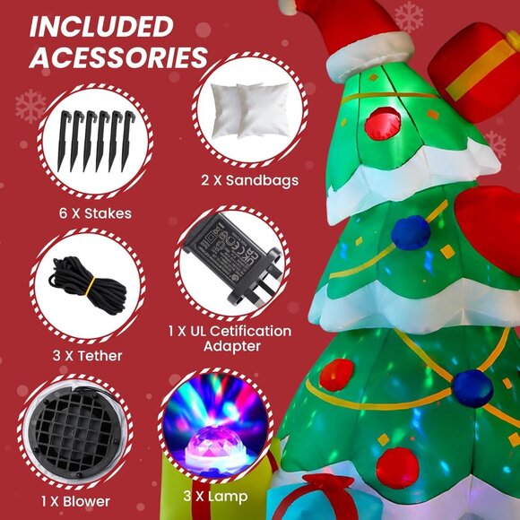 ⚡10FT Inflatable Christmas Tree with Built-in LEDs Lights Outdoor Decorations - Picture 3 of 9